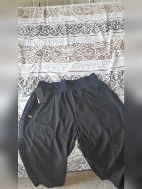 bebe Black Draped Cropped Jumpsuit Pants
